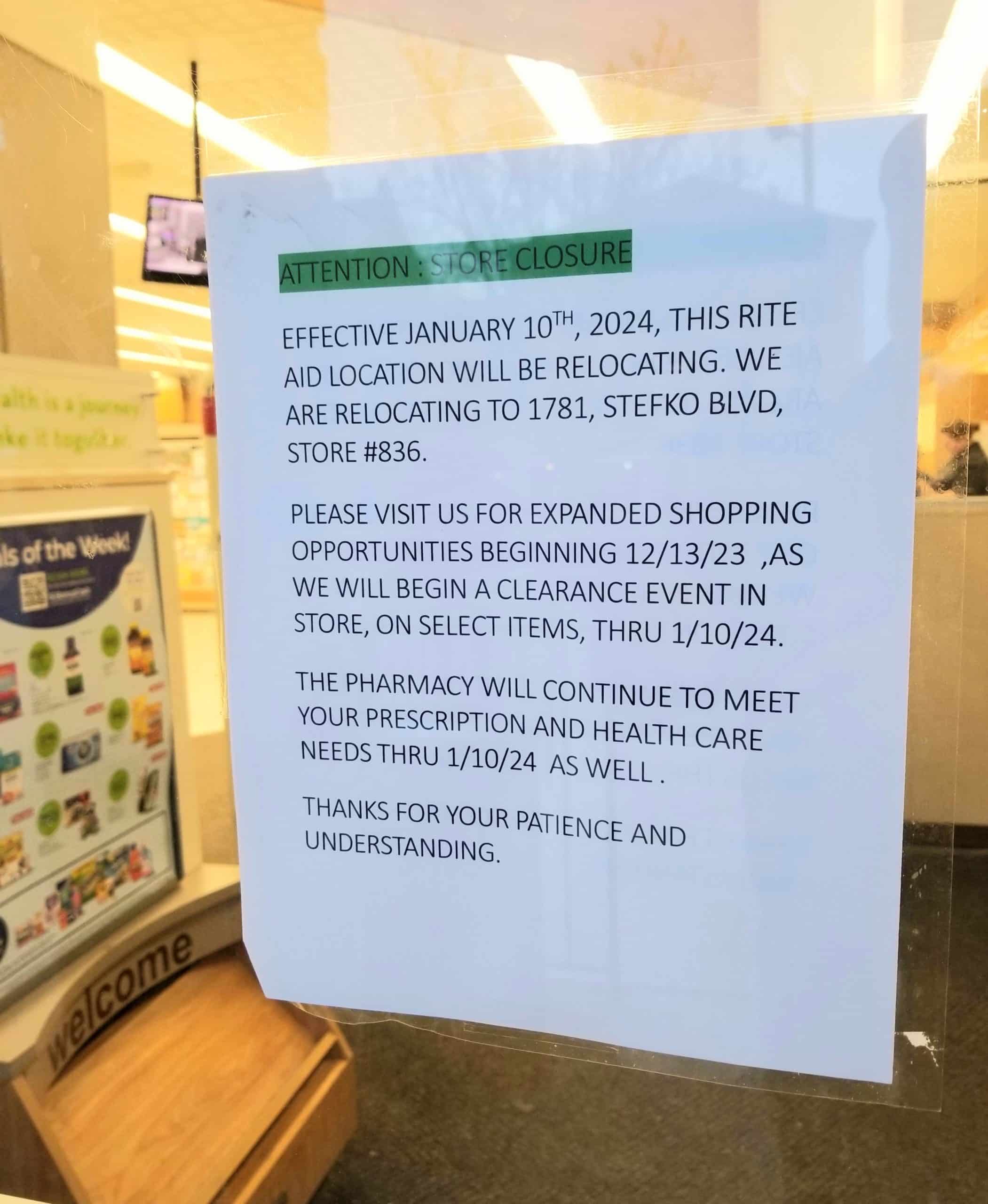 Rite Aid Bethlehem Closed