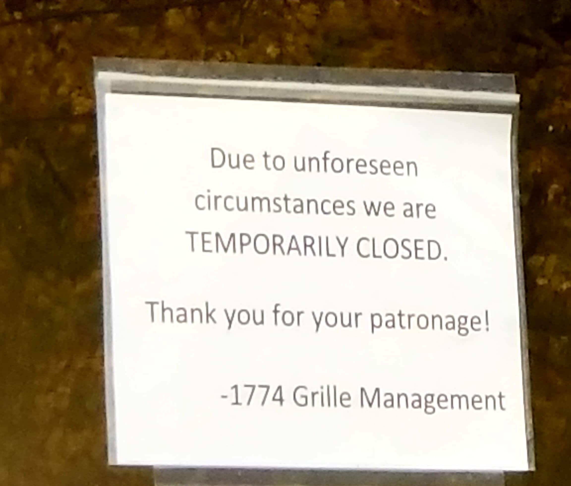 Restaurant Closed