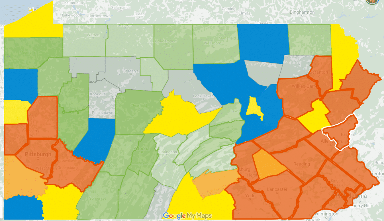 April 1 2020 Coronavirus Map Pennsylvania