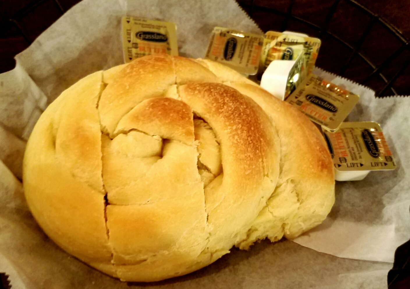 Freshly-baked warm bread and butter