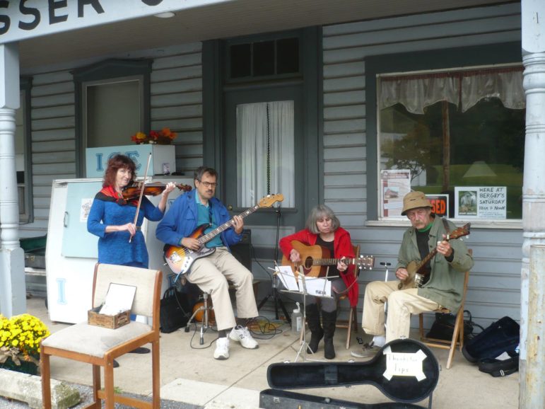 Poor Mouth performs old-time bluegrass music on the front porch of Bergy's at Wassergass and Lower Saucon roads Saturdays from 10 a.m. to 12 p.m.