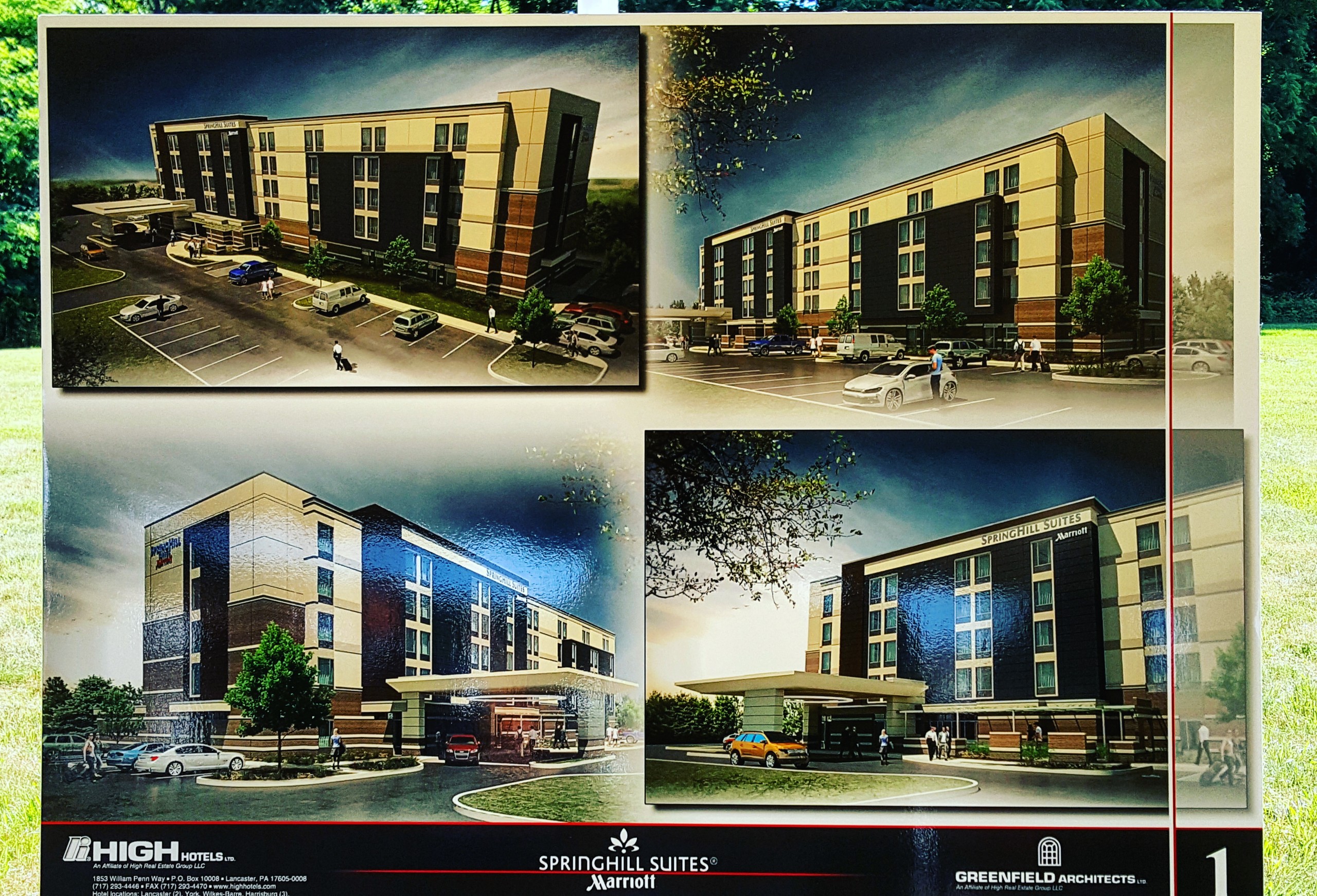 Architectural renderings of the Springhill Suites Marriott Allentown/Bethlehem under development in Center Valley by High Hotels Ltd.