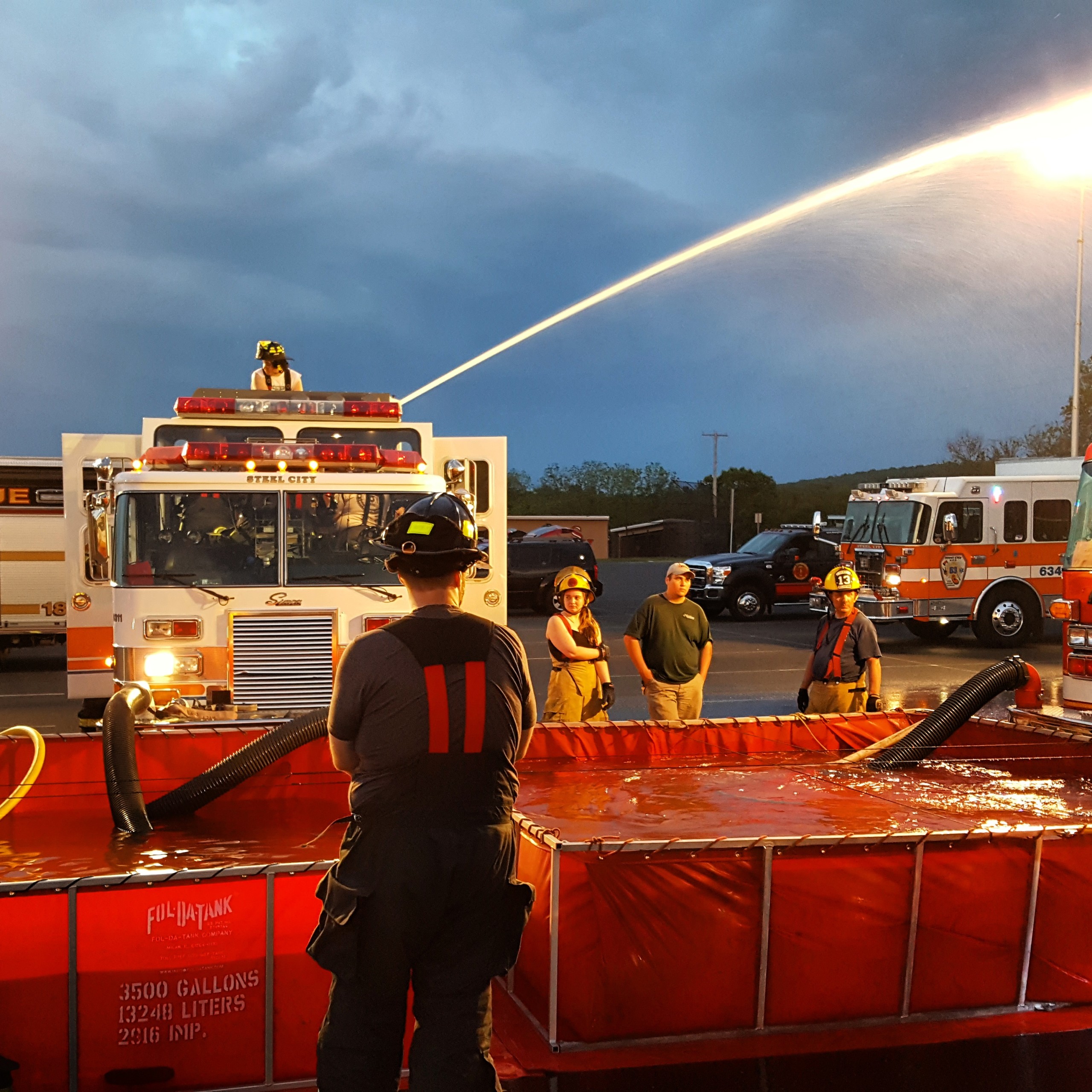 Volunteers from Steel City, Se-Wy-Co and Southeastern fire companies participated in water supply training at Saucon Valley High School on May 23.