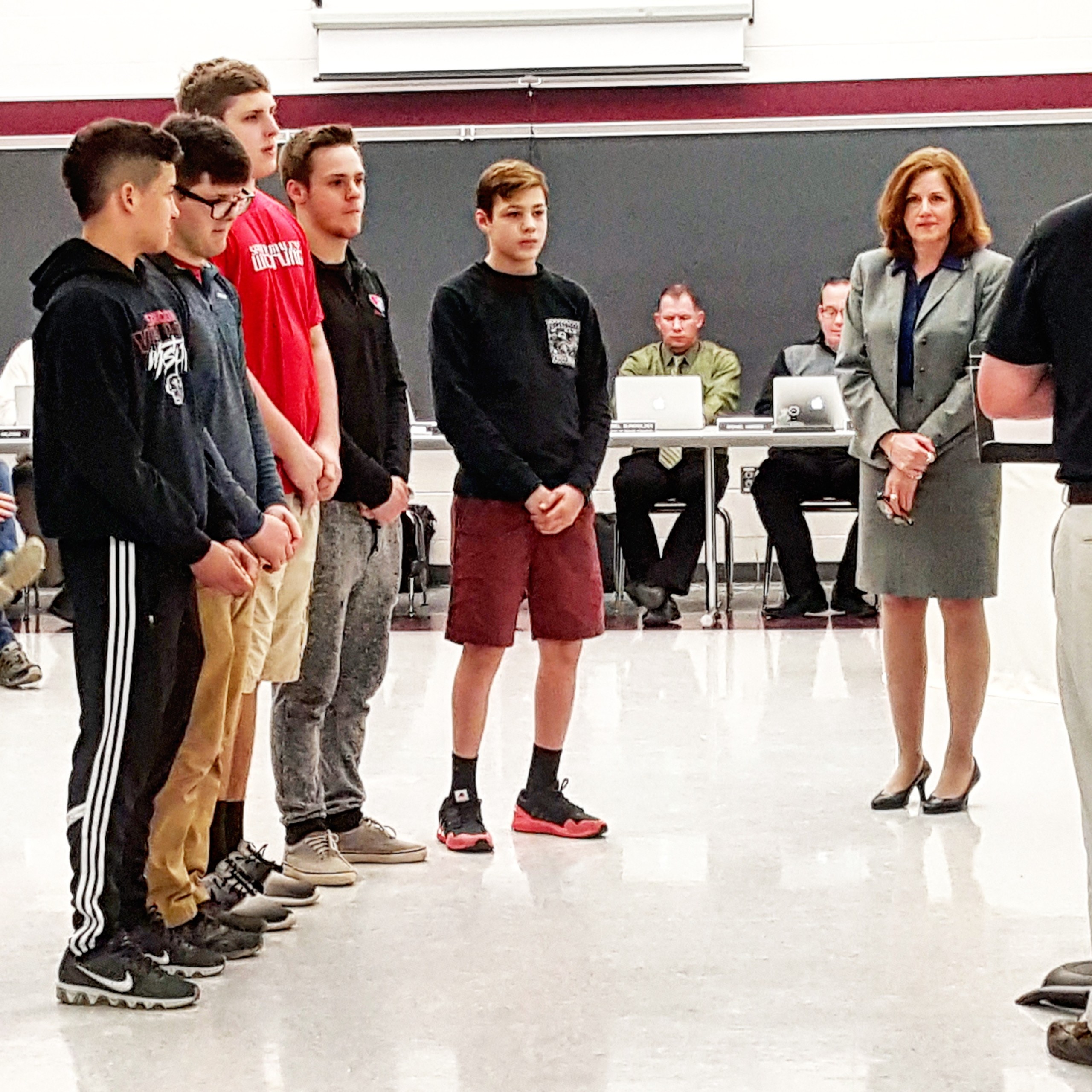 A handful of Saucon wrestlers were on hand for the awards ceremony.