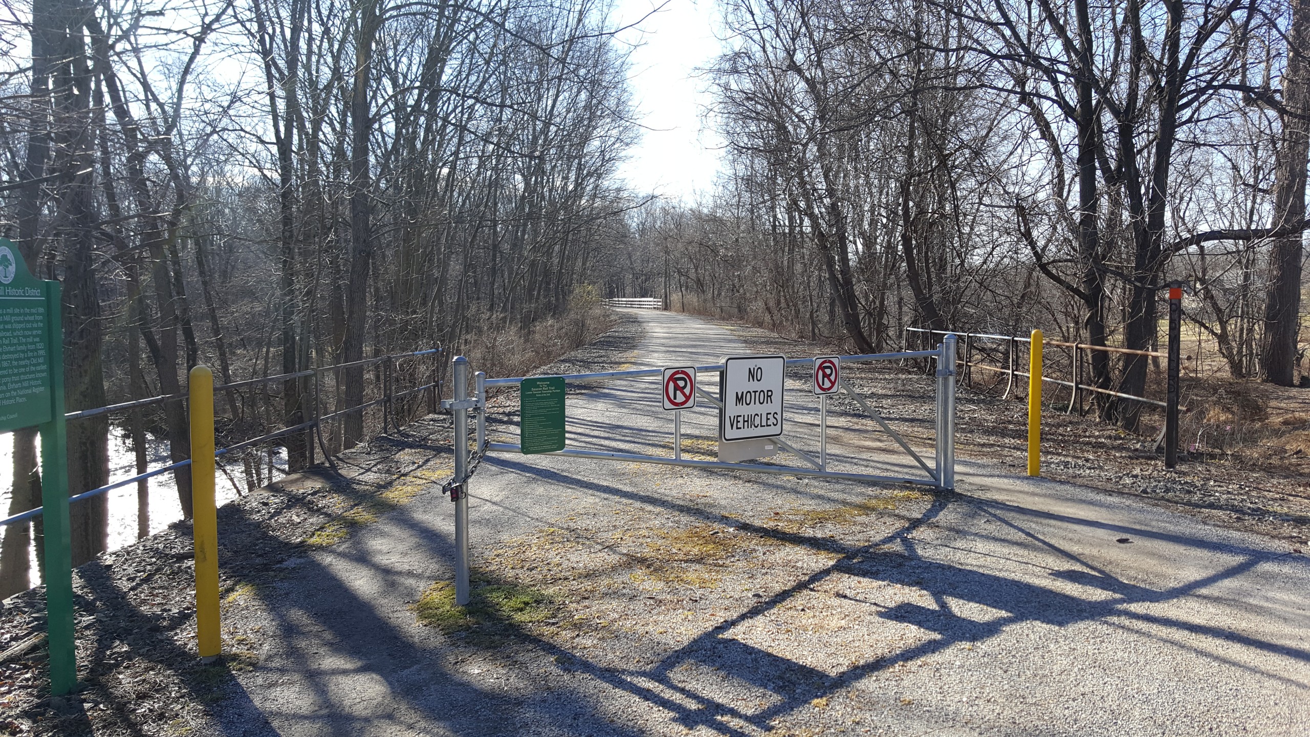 The Saucon Rail Trail looking south from Old Mill Road in Lower Saucon Township.