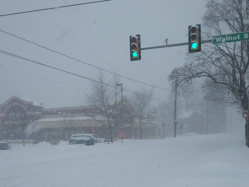 Walnut and Main snow