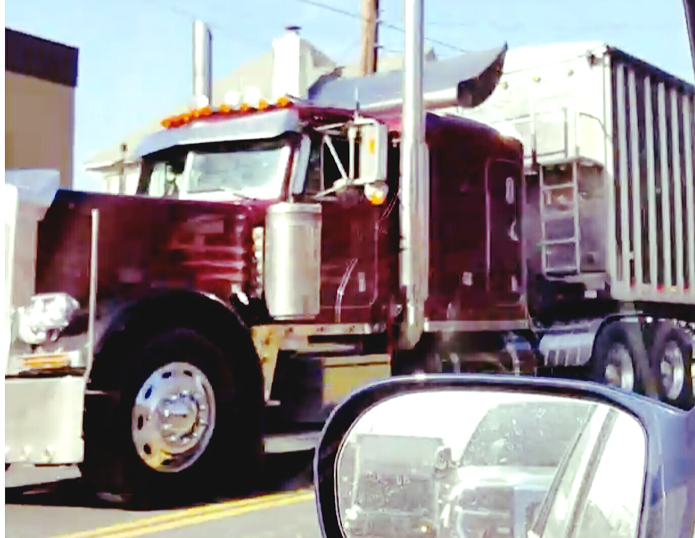 A big rig cruises down Main Street in Hellertown
