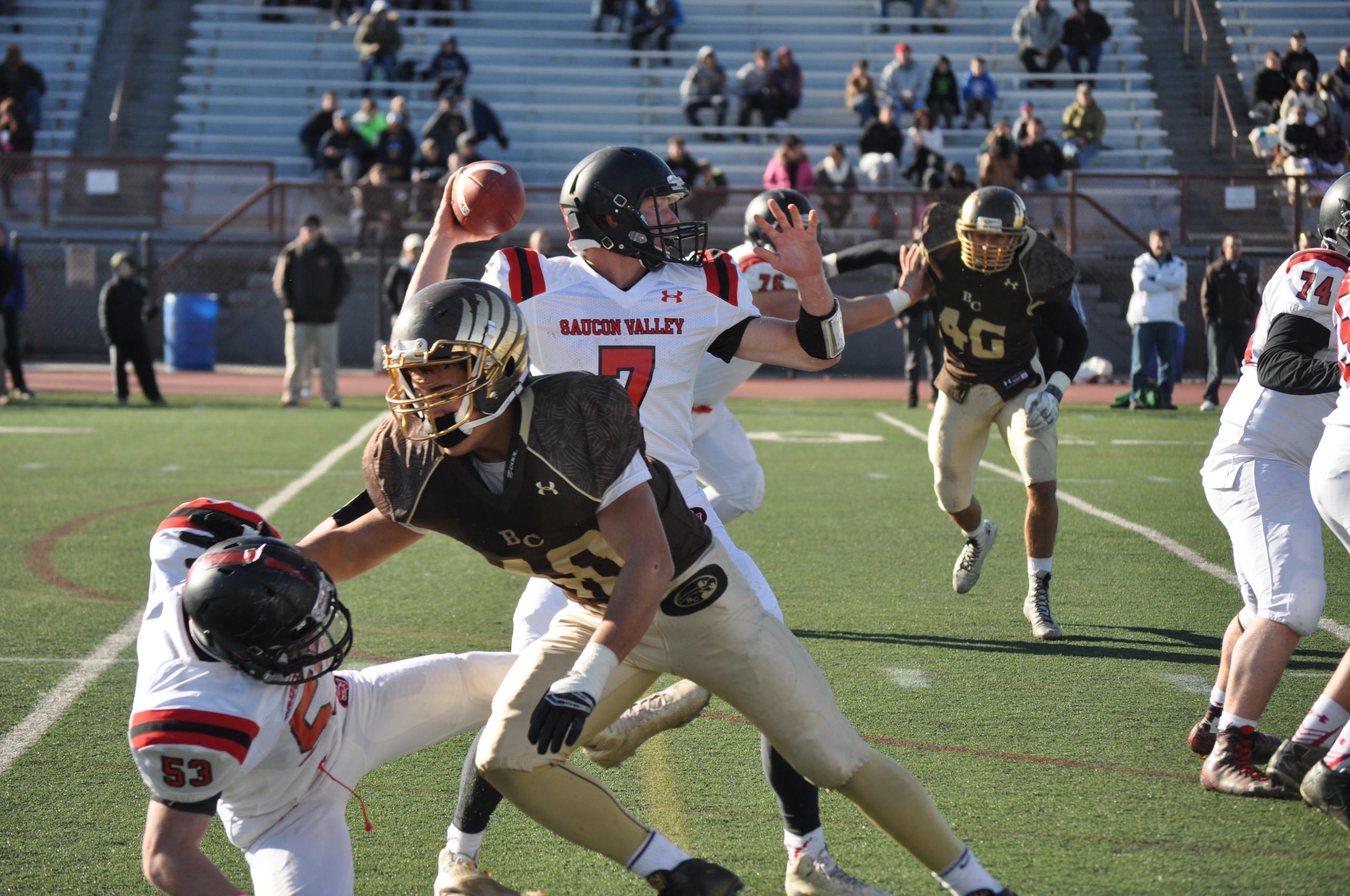 Saucon quarterback Zach Thatcher looking for an open receiver