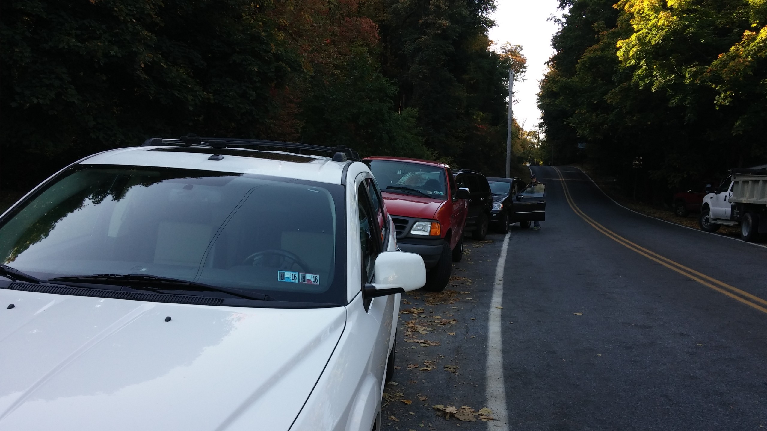 Cars were parked along Lower Saucon Road Thursday morning across from Bergy's.
