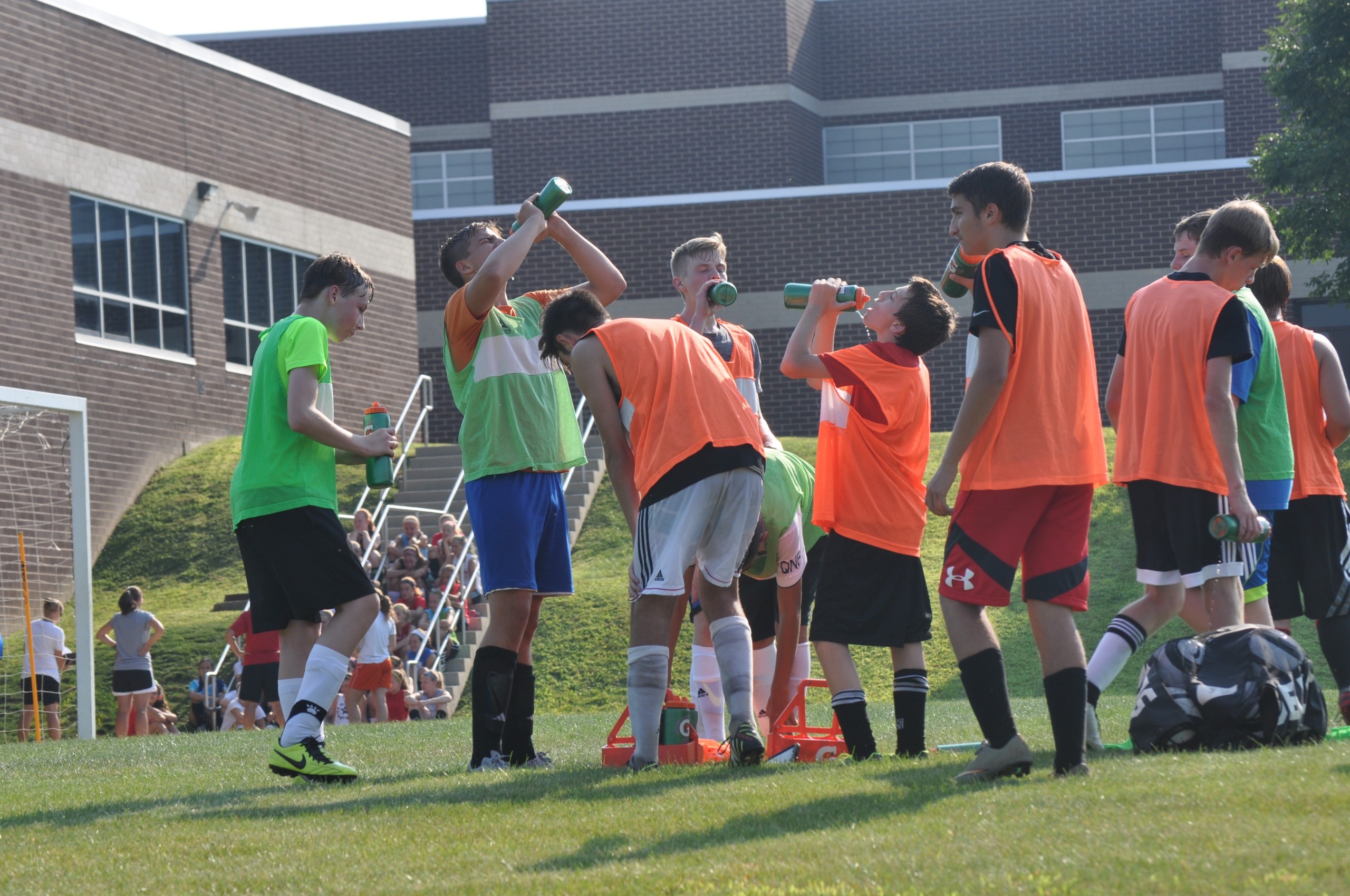 SVHS soccer on a water break
