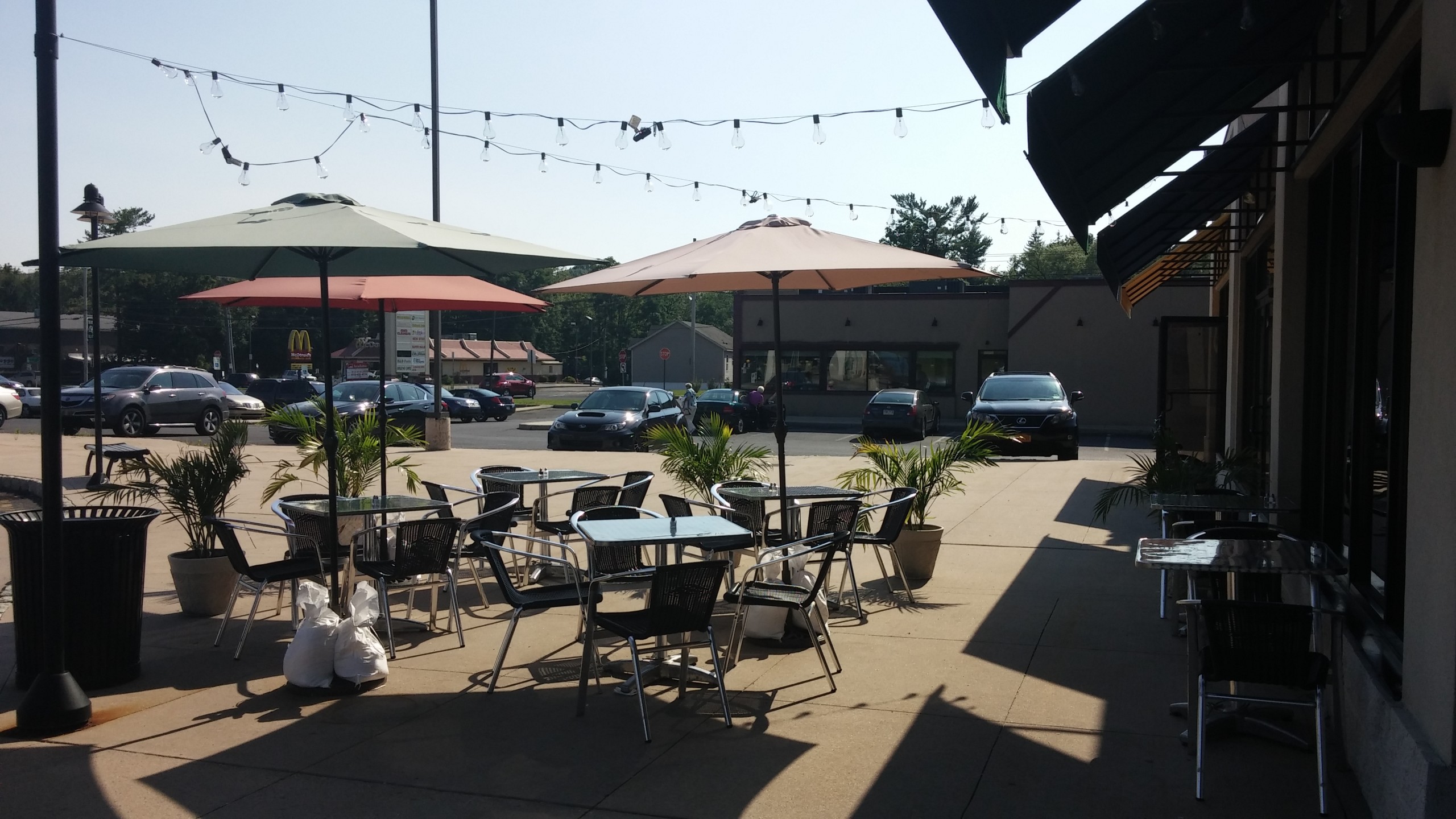 The patio dining area at DiMaio's is a popular place to enjoy an outdoor meal.