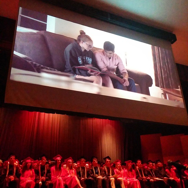 The packed SVHS auditorium was enthralled by the graduation video produced by co-salutatorians Allen Meadows and Kelsy Lysek.
