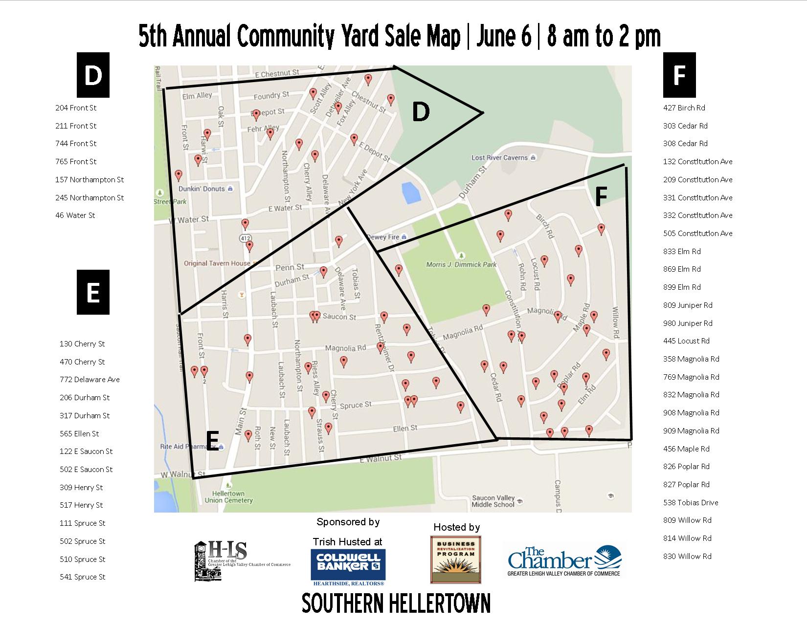 2015 Hellertown community yard sale map- back