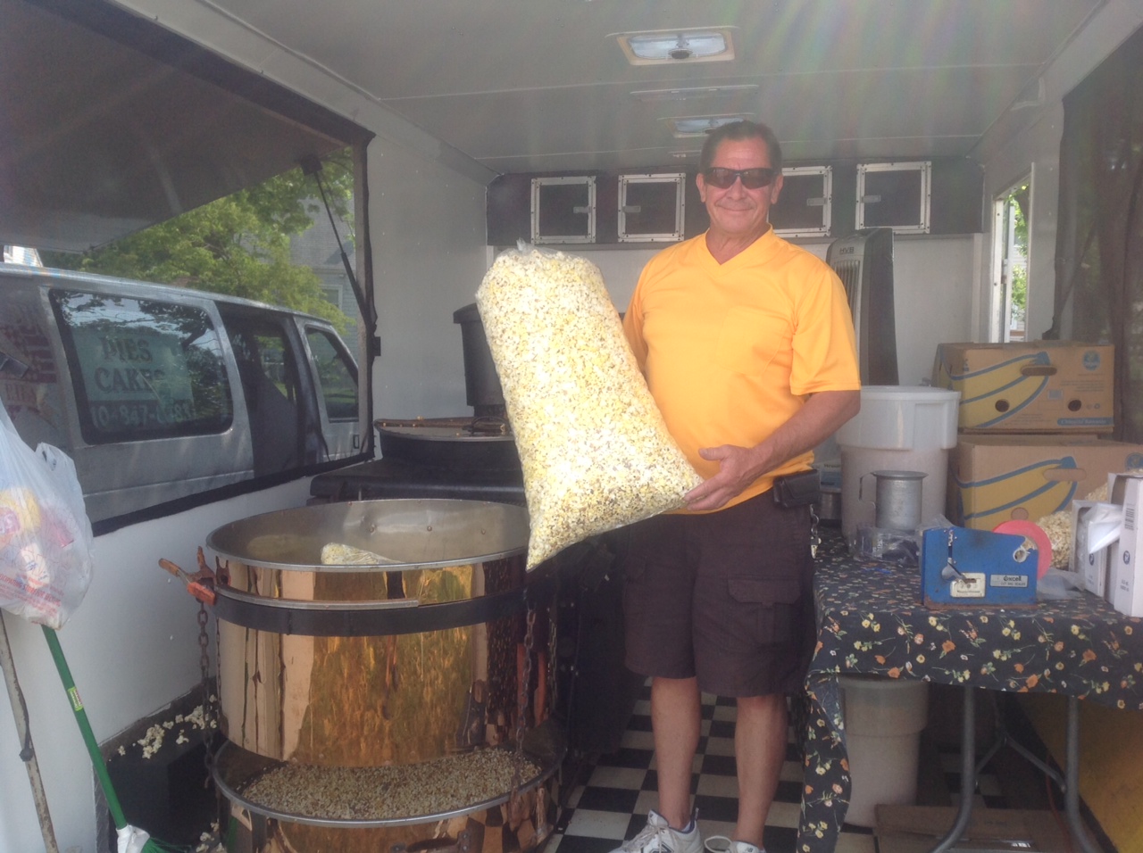 The Popcorn Pit sells freshly-made kettle corn at the farmers' market.