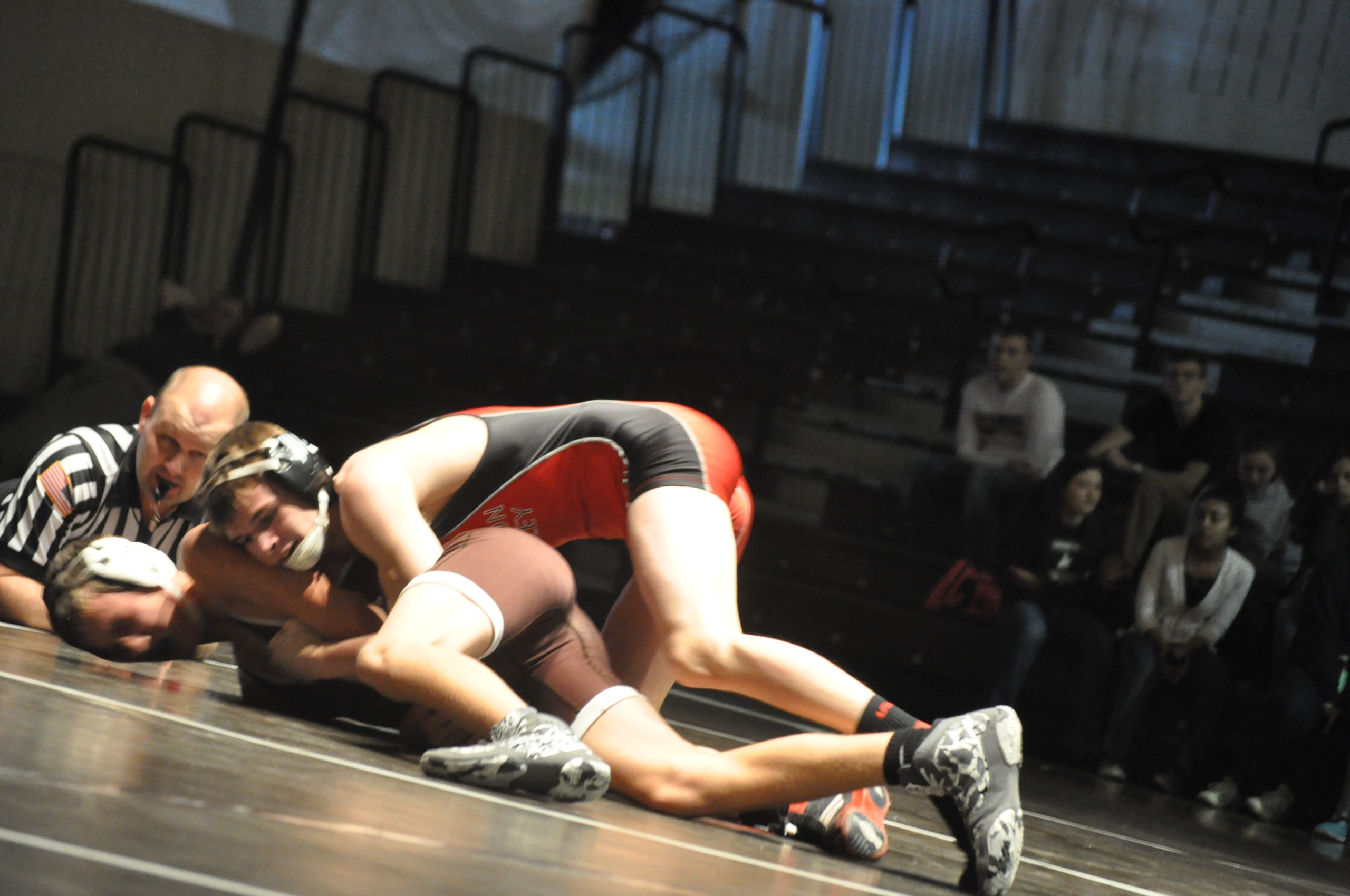 Nick Schneider of Saucon Valley trying to turn his opponent.