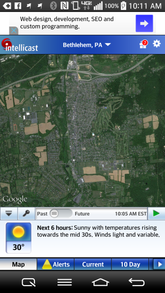 An aerial view of Hellertown could soon be obscured, as clouds bearing snow move across the region.