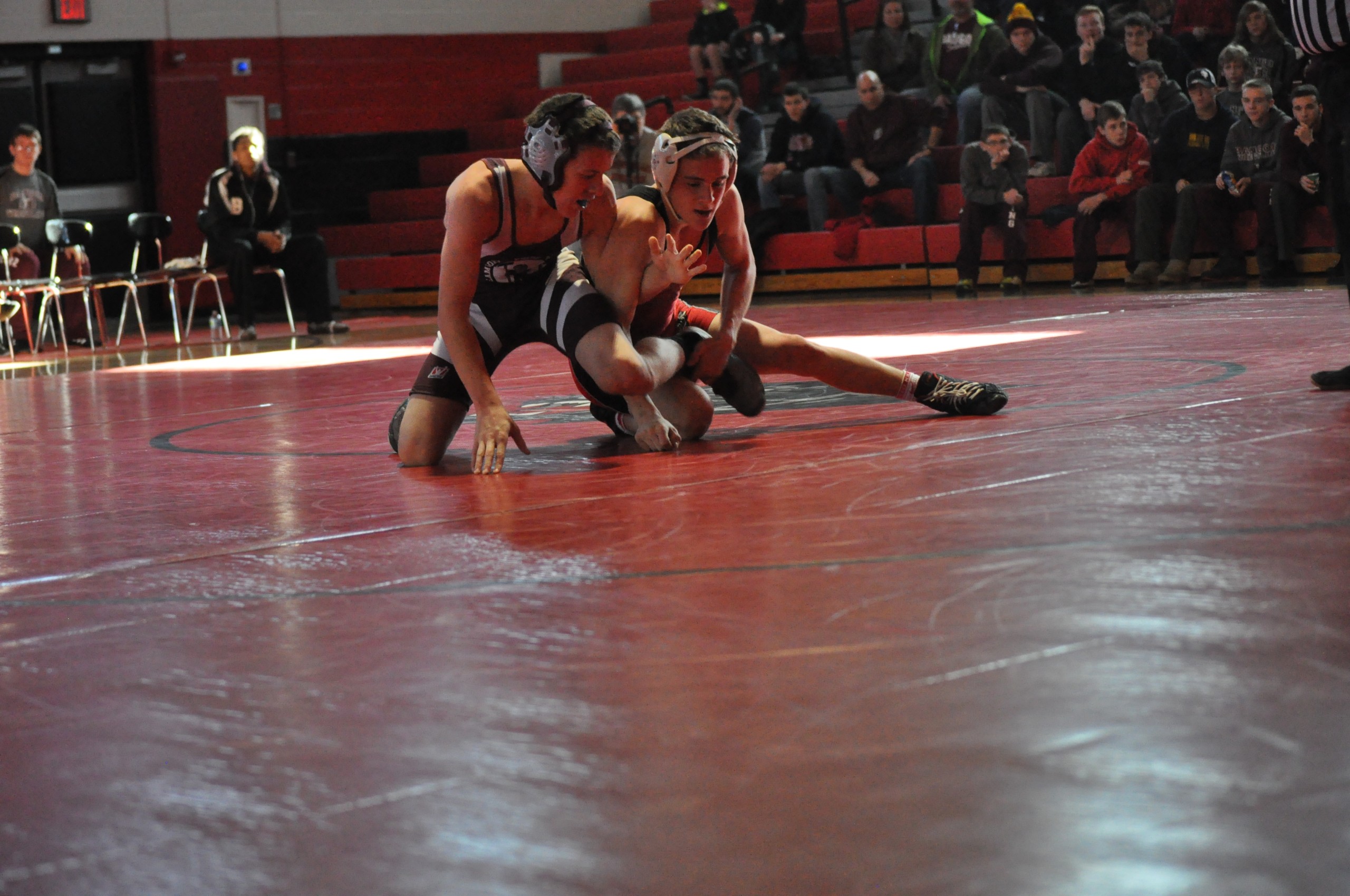 Ty Druckenmiller of Saucon Valley holds on for the win.