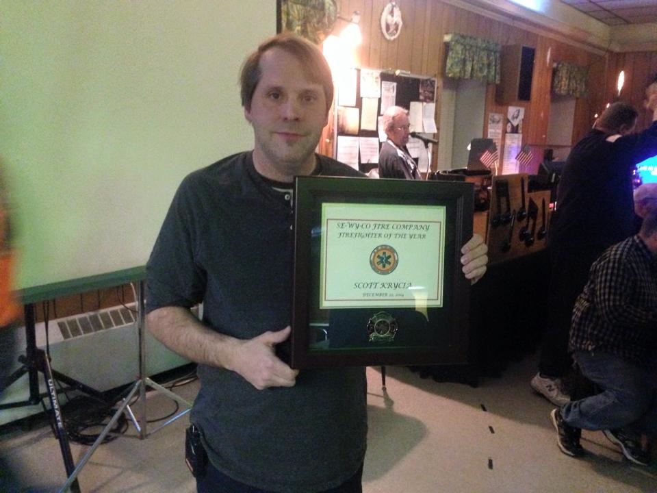 Scott Krycia was recently named Se-Wy-Co Fire Company's "Firefighter of the Year" for 2014.