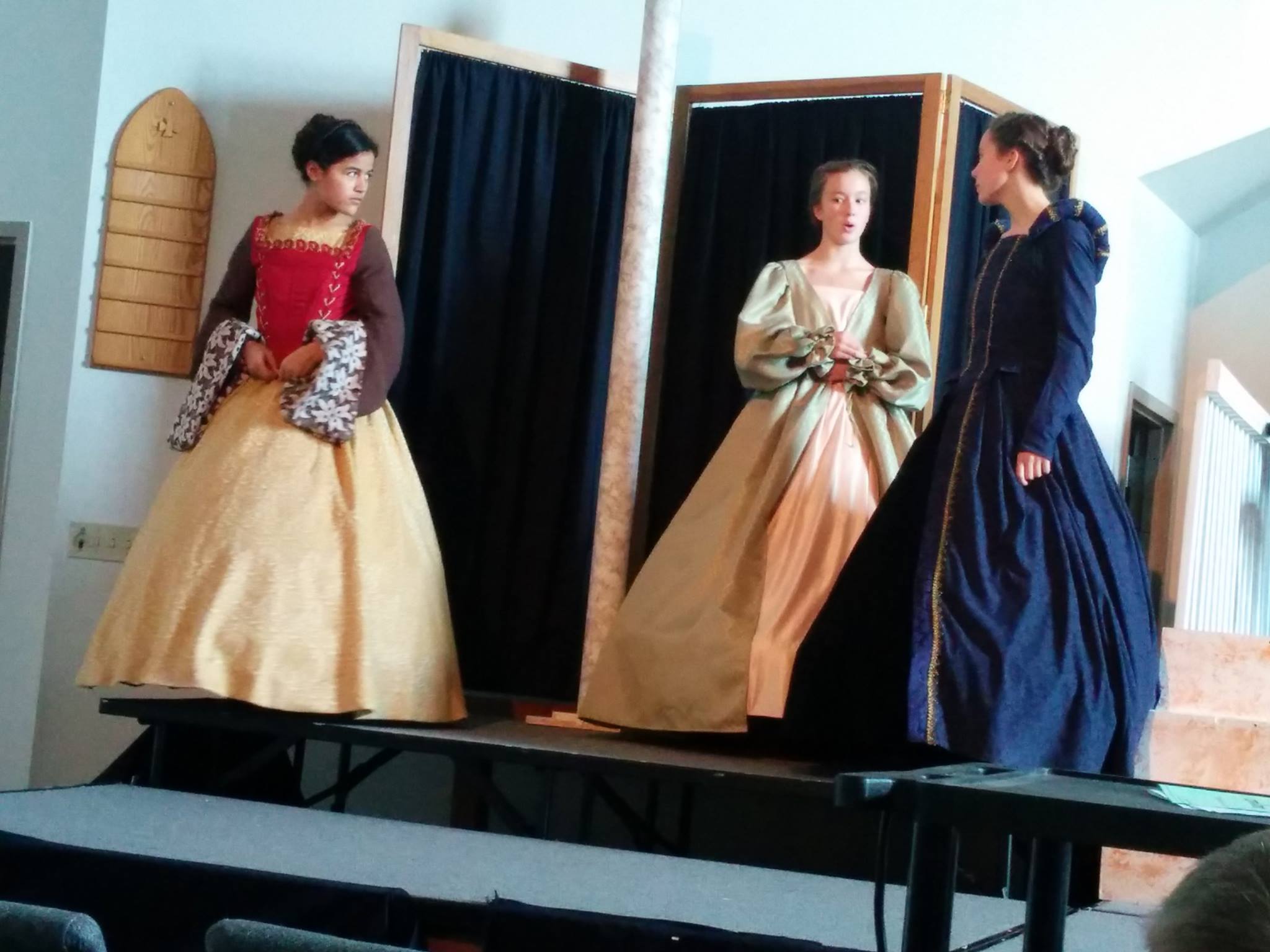 Members of Players of the Stage rehearse a scene from "The Prince and The Pauper," which the troupe will perform at Living Hope Church near Allentown this month.