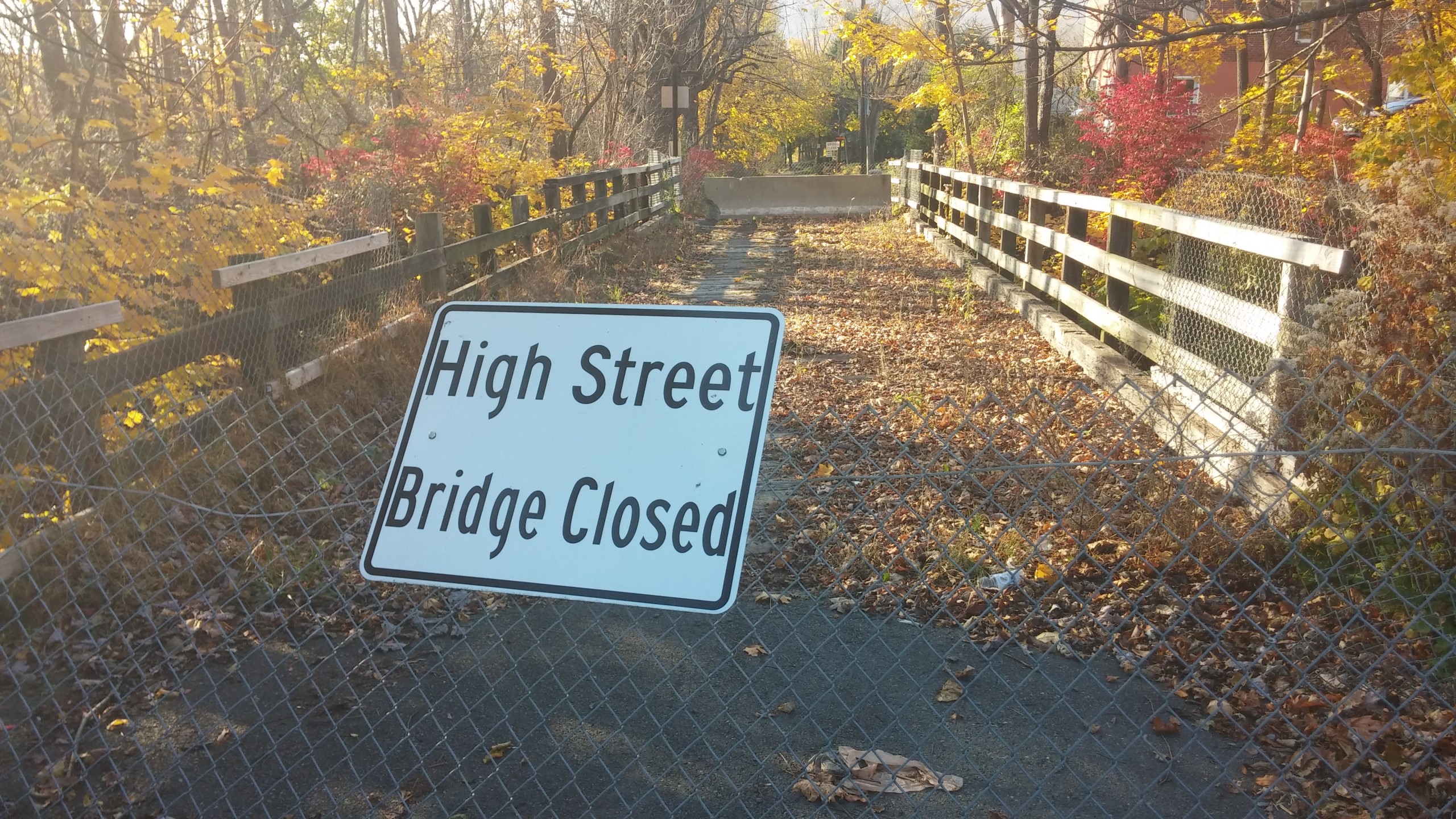 The High Street Bridge has been closed to pedestrian and vehicular traffic since June 2011. The bridge is located within Bethlehem city limits, although its eastern end touches the border of Hellertown.